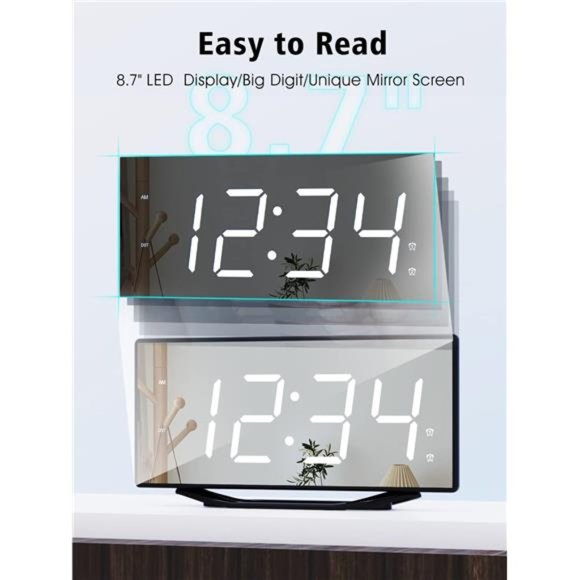 8.7 Large Display Dual Alarm Clock Bedroom with Battery Backup LED Digital Clock - Picture 3 of 6